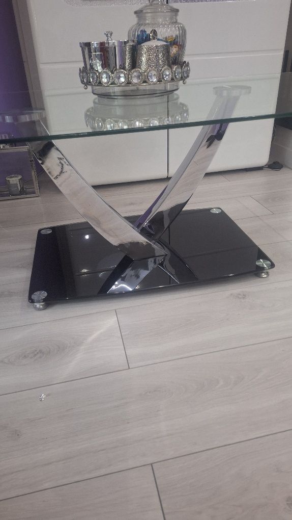 Stolik kawowy szklany ława pokojowa do salonu 120x65 glamour