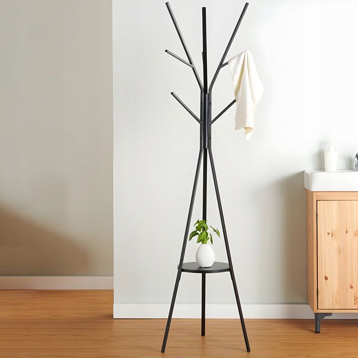 Wieszak Na Ubrania Stojący Podłogowy Metalowy Czarny Loft 180 Cm