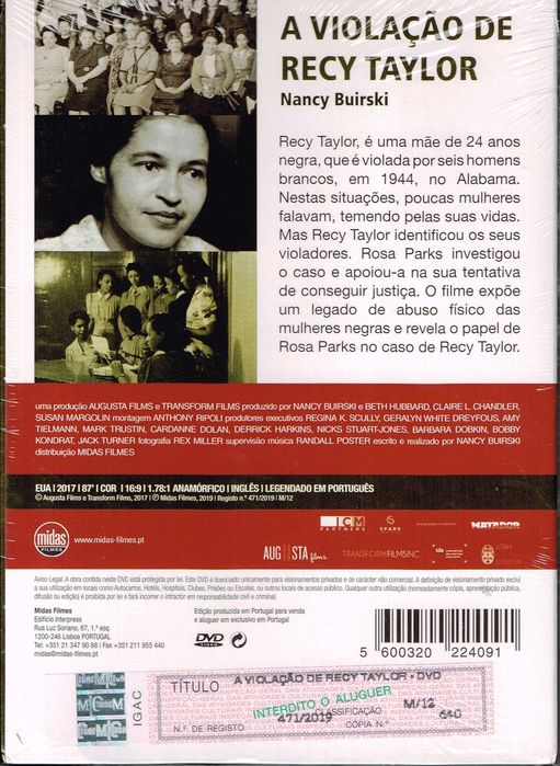 DVD: A Violação de Recy Taylor - NOVO! SELADO!
