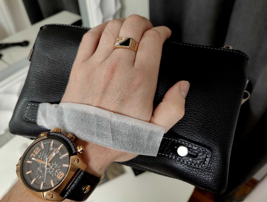 Стильная и вместительная мужская кожаная сумка-клатч HT Leather !