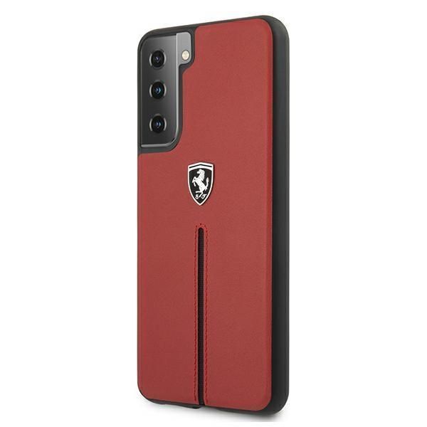 Etui Ferrari Hardcase do Samsung Galaxy S21+ - Czerwony Skórzany Styl