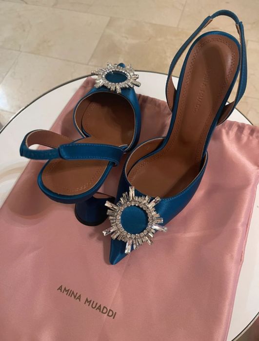 Sapatos altos amina muaddi azul