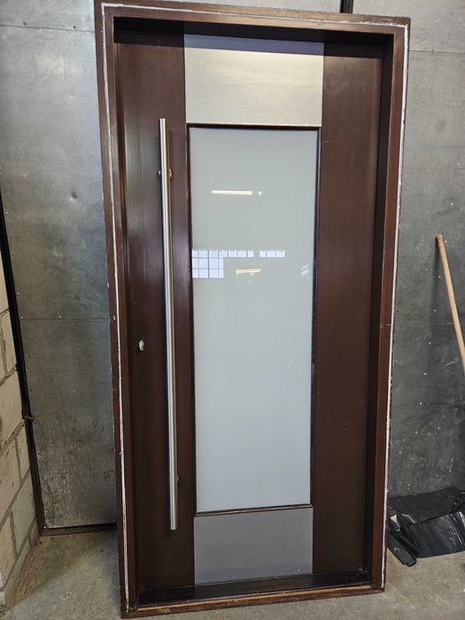 DRZWI Zewnętrzne Drewniane Sosnowe Wejściowe Pochwyt 100x207cm