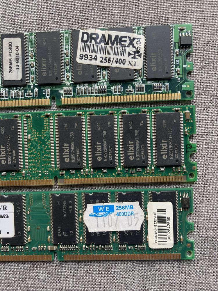 Retro pamięci Elixir Kingston 3x256MB