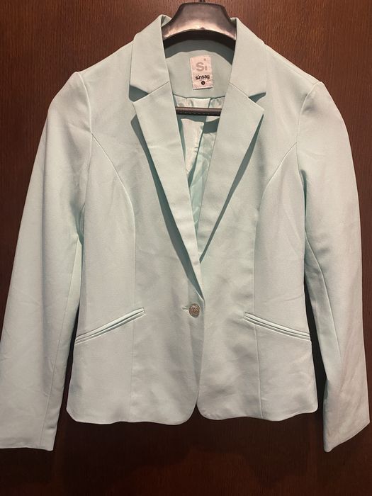 Sinsay 36 S miętowa marynarka żakiet wiosna lato