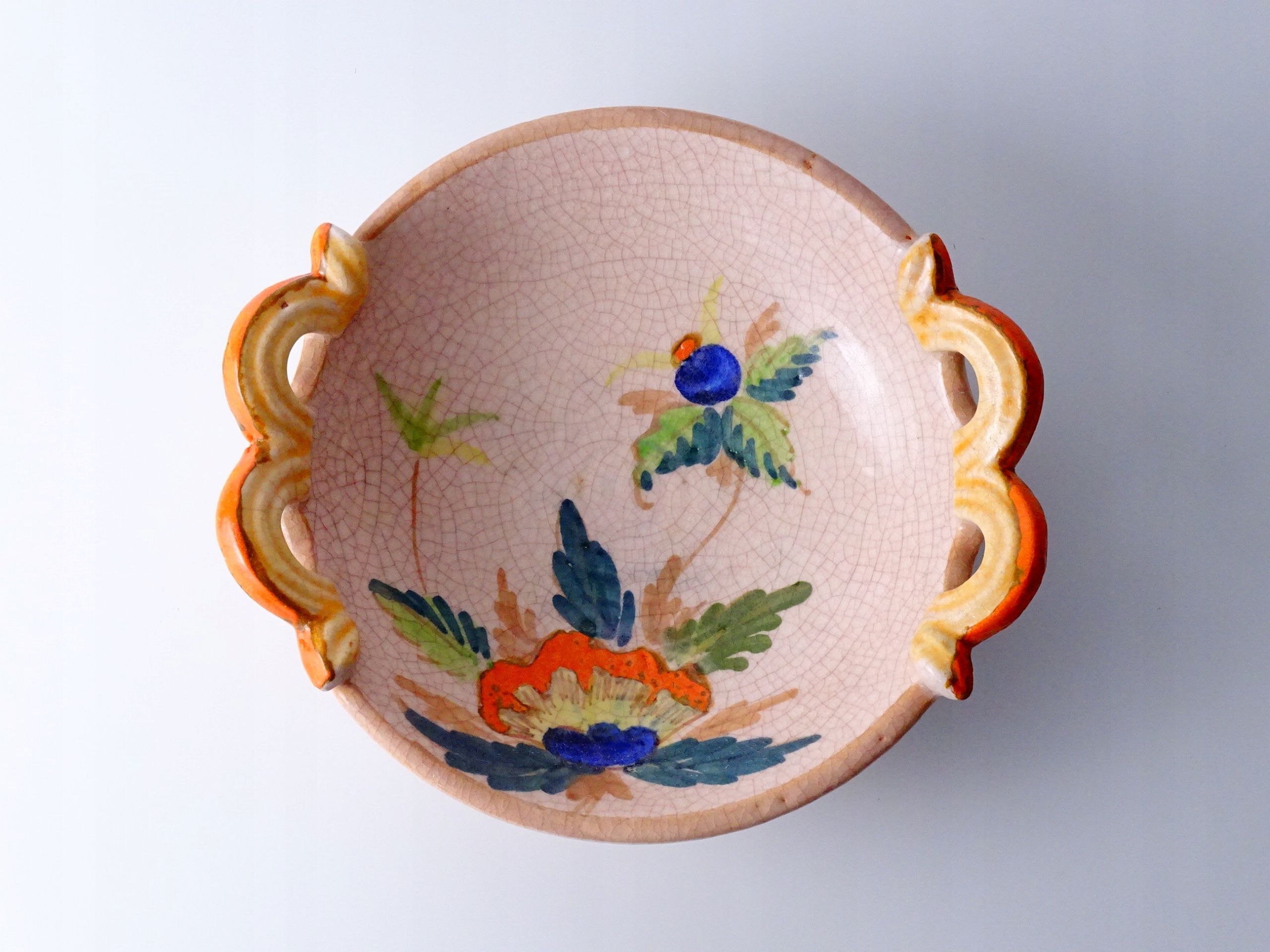 lata 30 piękna malowana ceramiczna patera