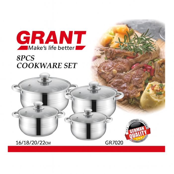 Набір каструль з кришками з нержавіючої сталі на 8 предметів