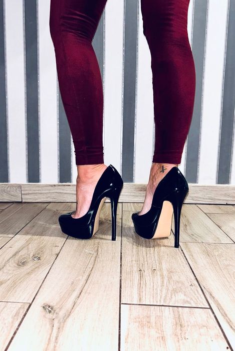 207/ OD RĘKI 43 czarne wysokie szpilki czółenka Trans Crossdress 35-48