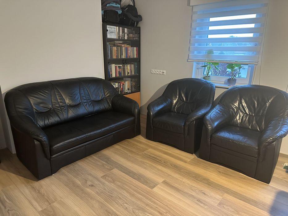Komplet Skórzany - Sofa 3osobowa i 2 fotele