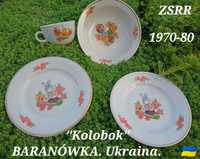 ZESTAW dla dzieci z motywem bajkowym "Kołobok" Porcelana ZSRR.POŁONNE