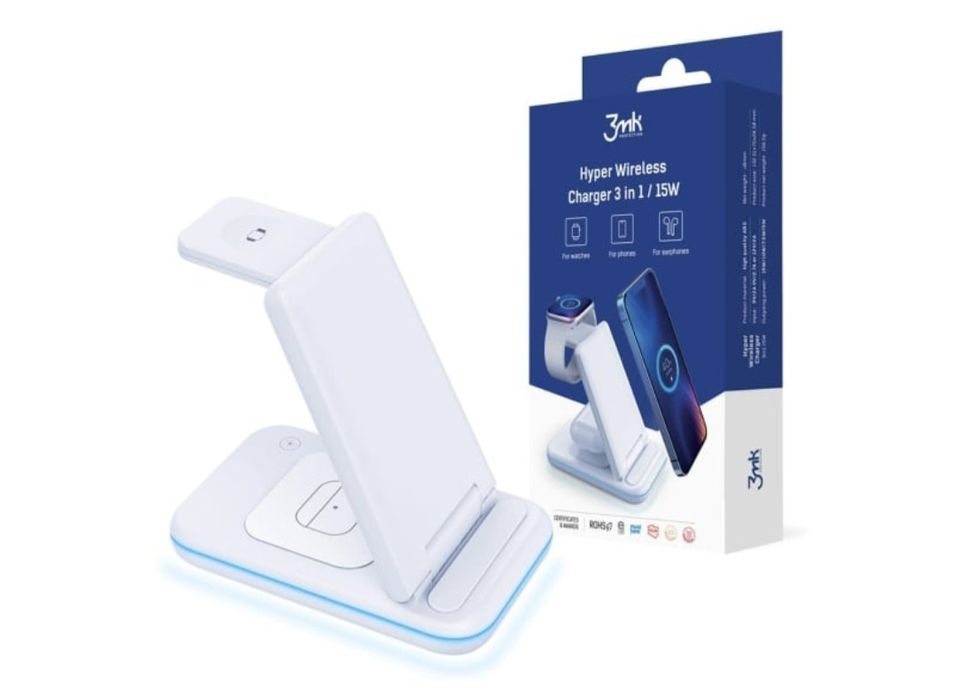 3mk Hyper Wireless Charger 3w1 15W biała