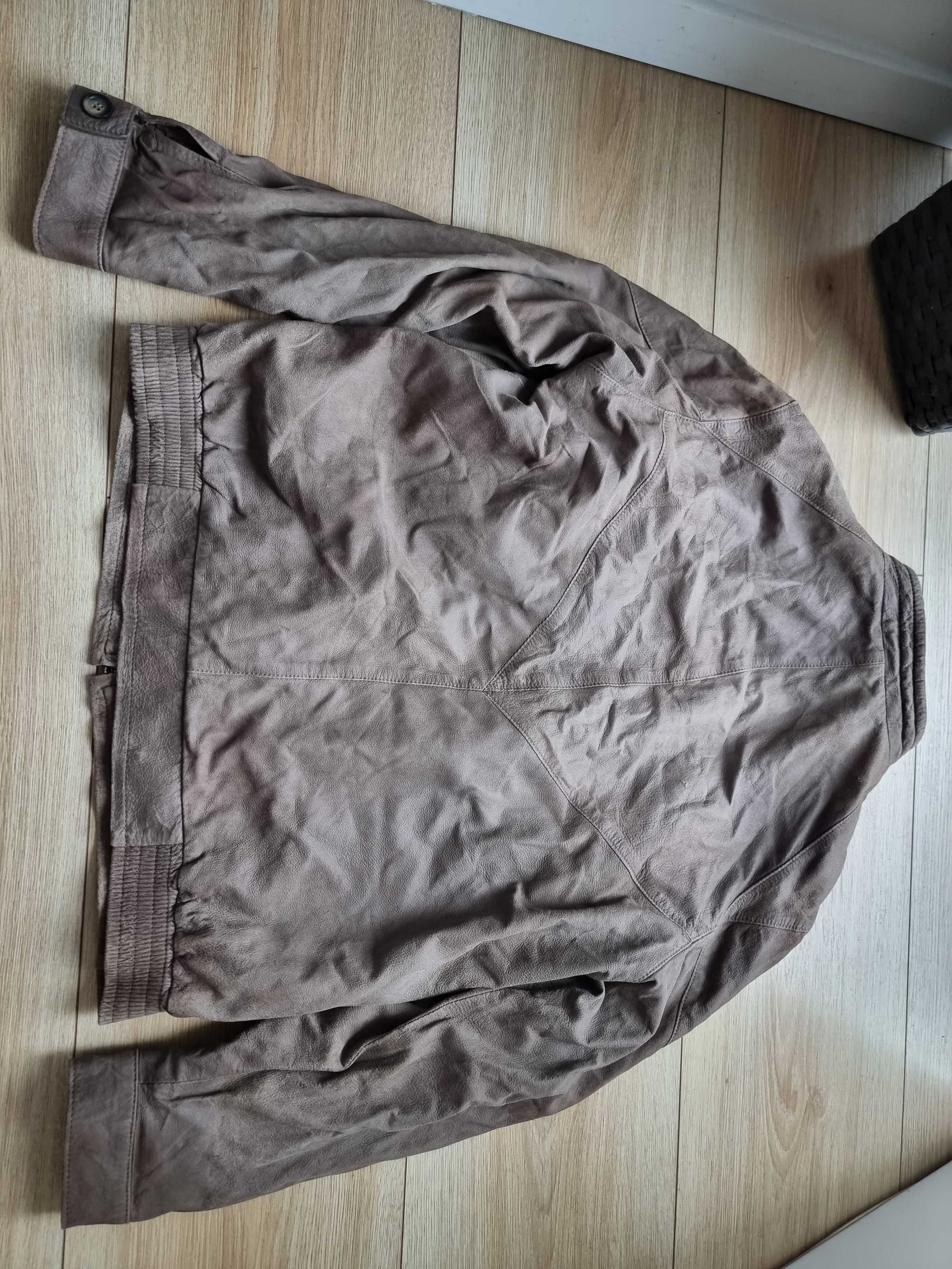 Kurtka zamszowa Echt Leder z kołnierzem ramoneska skóra naturalna S M
