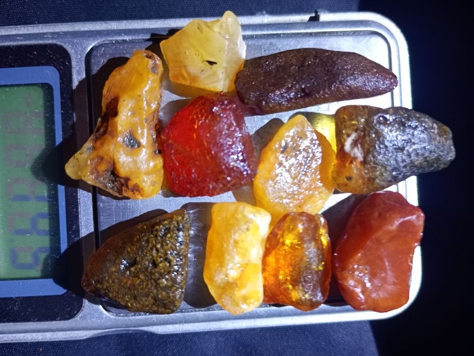 Bursztyn bałtycki surowy i 10 szt