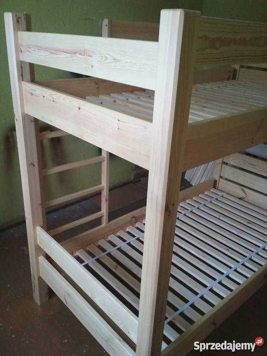 Nowe drewniane bardzo wytrzymałe piętrowe łóżko sosnowe
