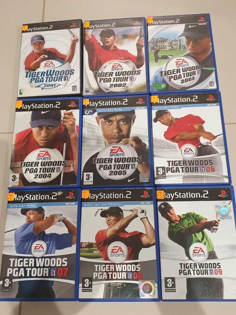 Gra gry ps2 playstation 2 9szt kolekcja Tiger Woods Golf 01-09 unikat