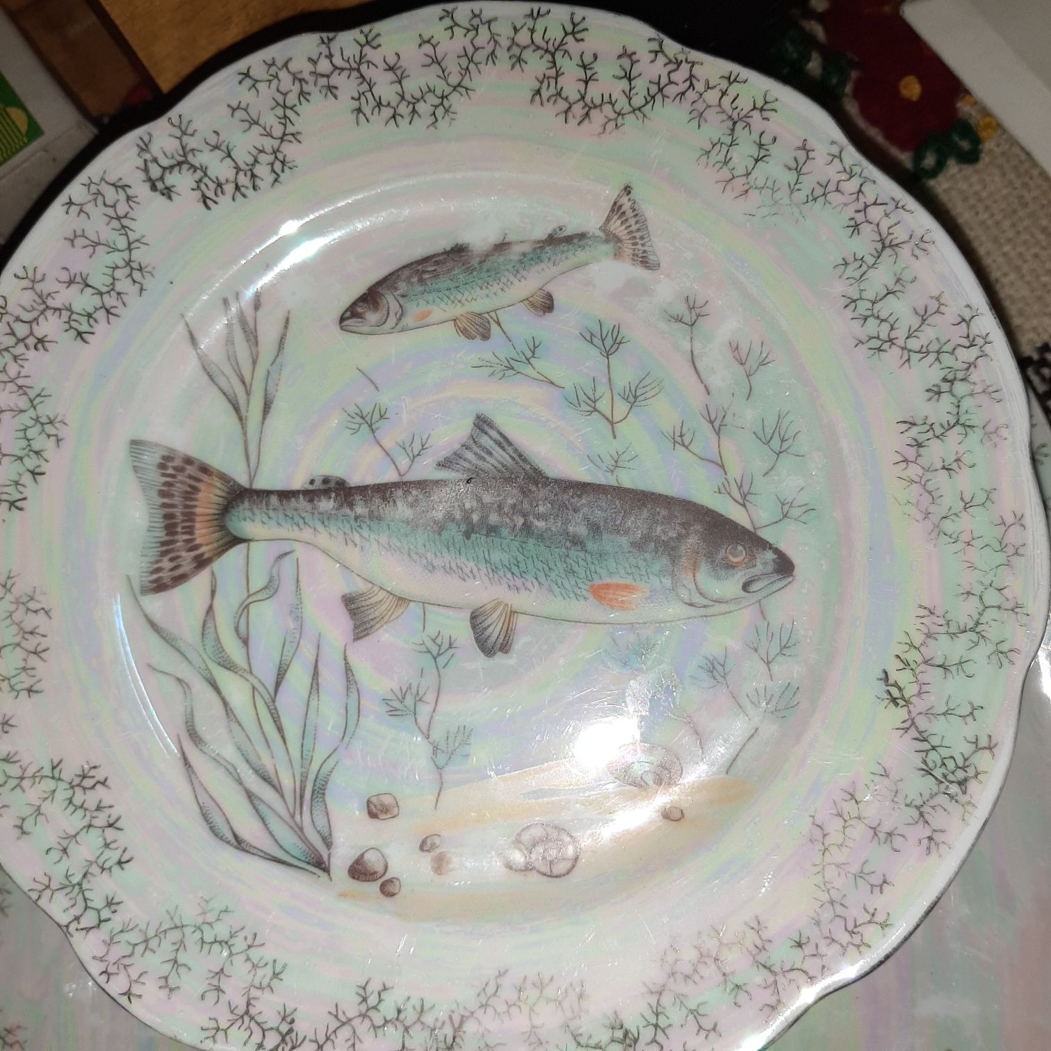 Stare talerze ryby PRL Wawel