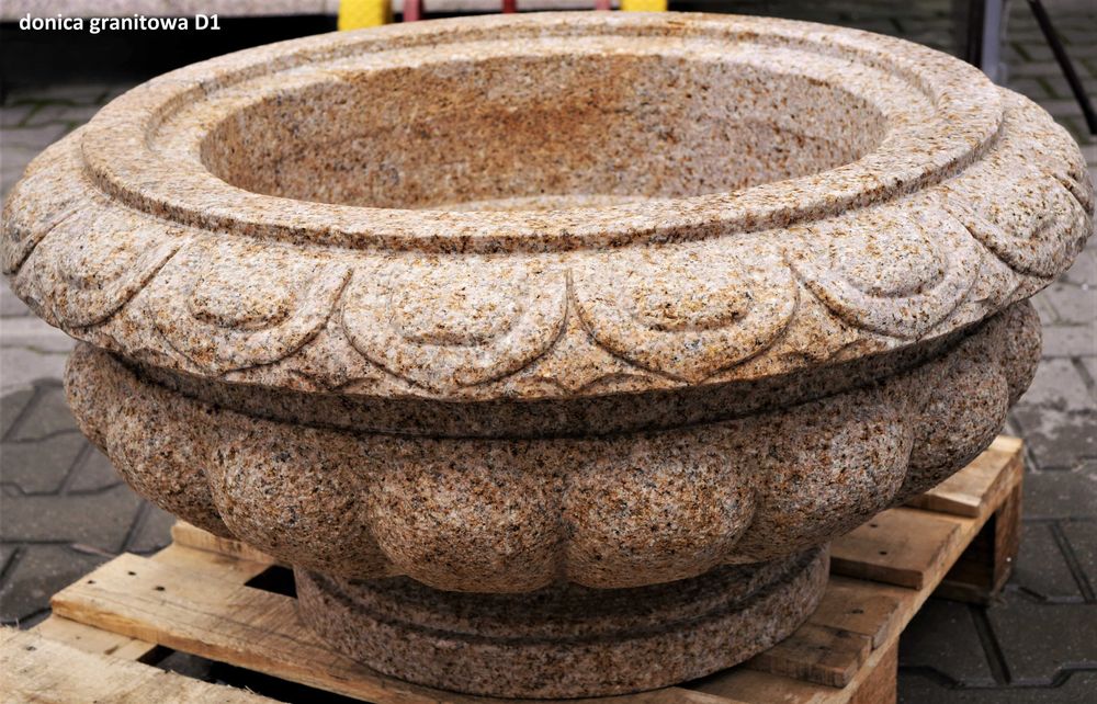 Donica granitowa 80cm waga 250kg, kolor G682 Yellow Rock płomieniowana