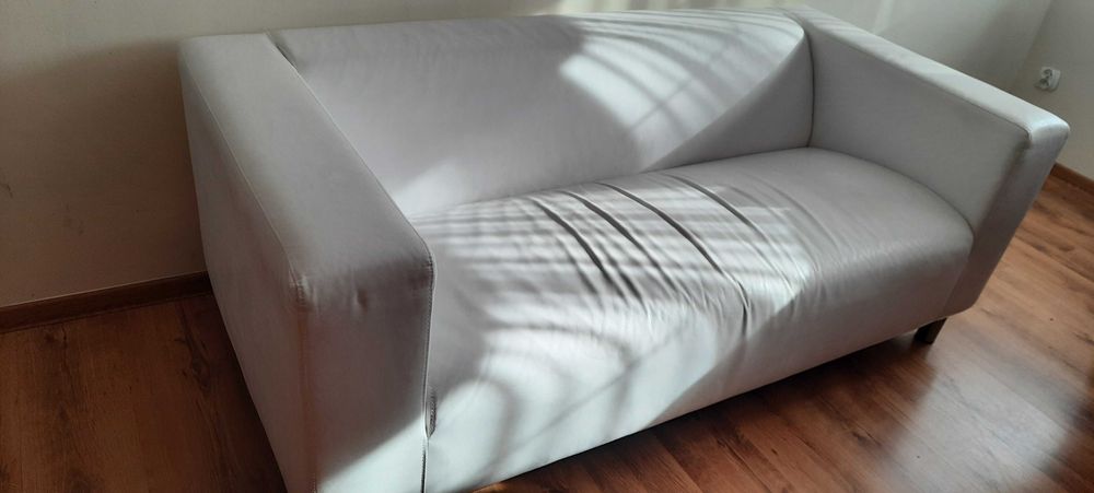 Kanapa sofa Ikea biała skóra