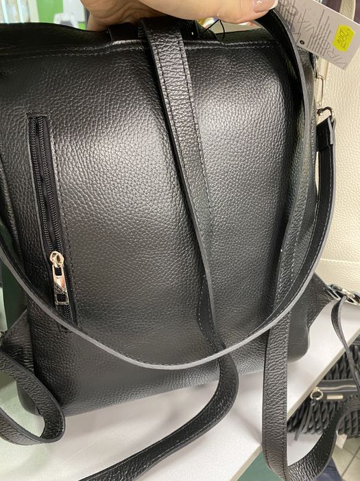 Сумка- рюкзак шкіряний Рюкзак А4 Італійський рюкзак світлий Бежевий