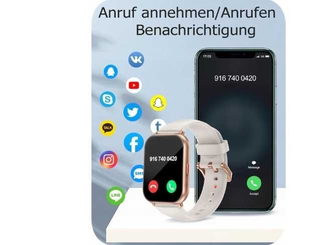 RUIMEN Smartwatch z funkcją telefonu, dotykowy ekran