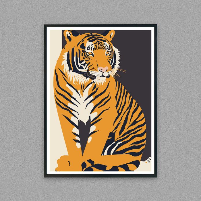 plakat tygrys, kolorowy plakat do salonu grafika tygrysa, abstrakcja