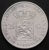 Holandia 2 1/2 guldena 1858 - król Wilhelm-Willem III - srebro