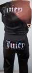 Czarny welurowy komplet dresowy spodnie i bluza Juicy Couture cyrkonie