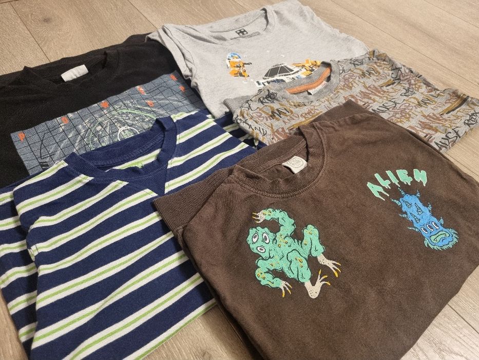 5 bluzeczek chłopięcych na długi rękaw w rozmiarze 134