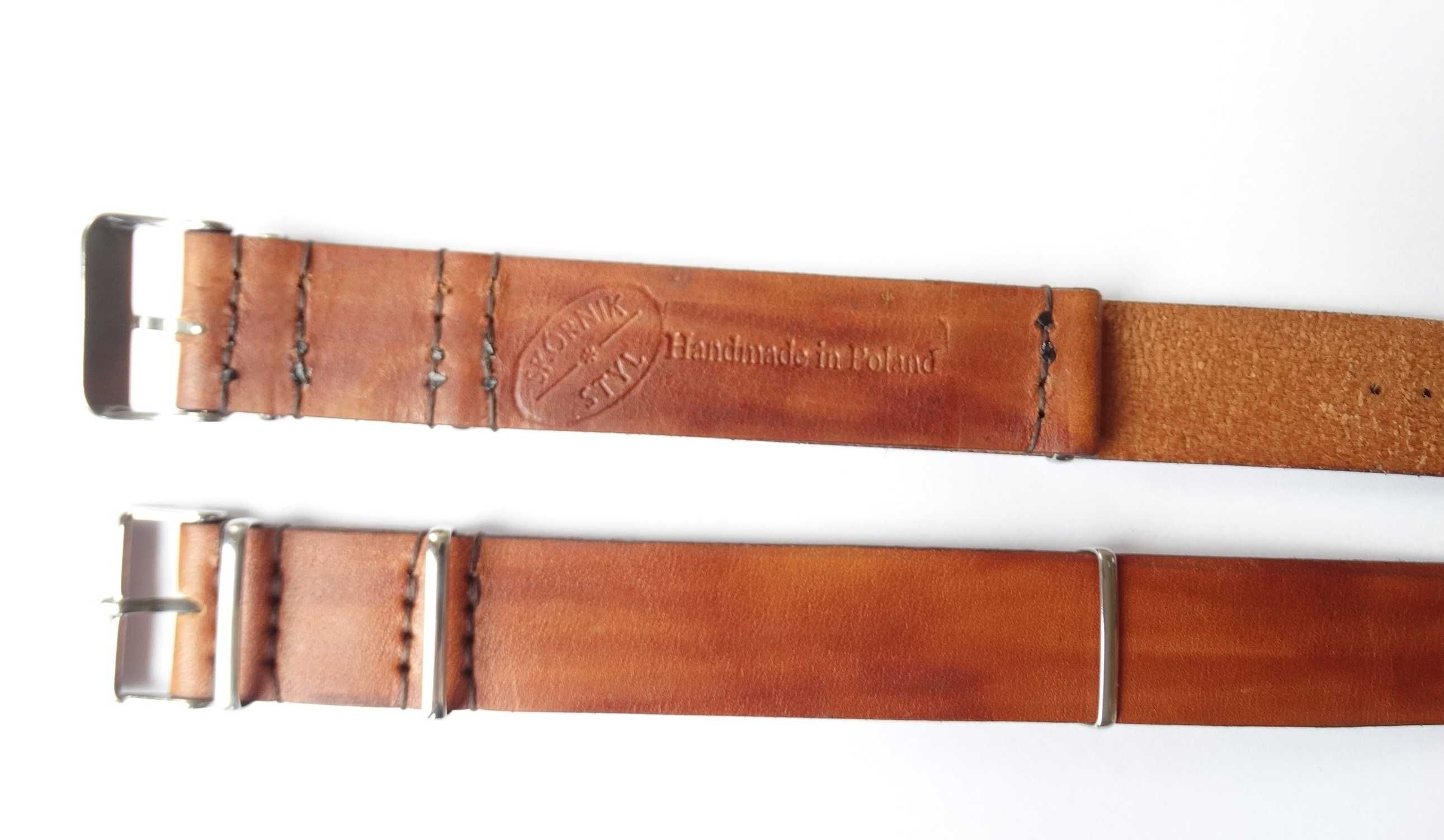 Pasek NATO skórzany 20mm 22mm brązowy w stylu vintage do zegarka