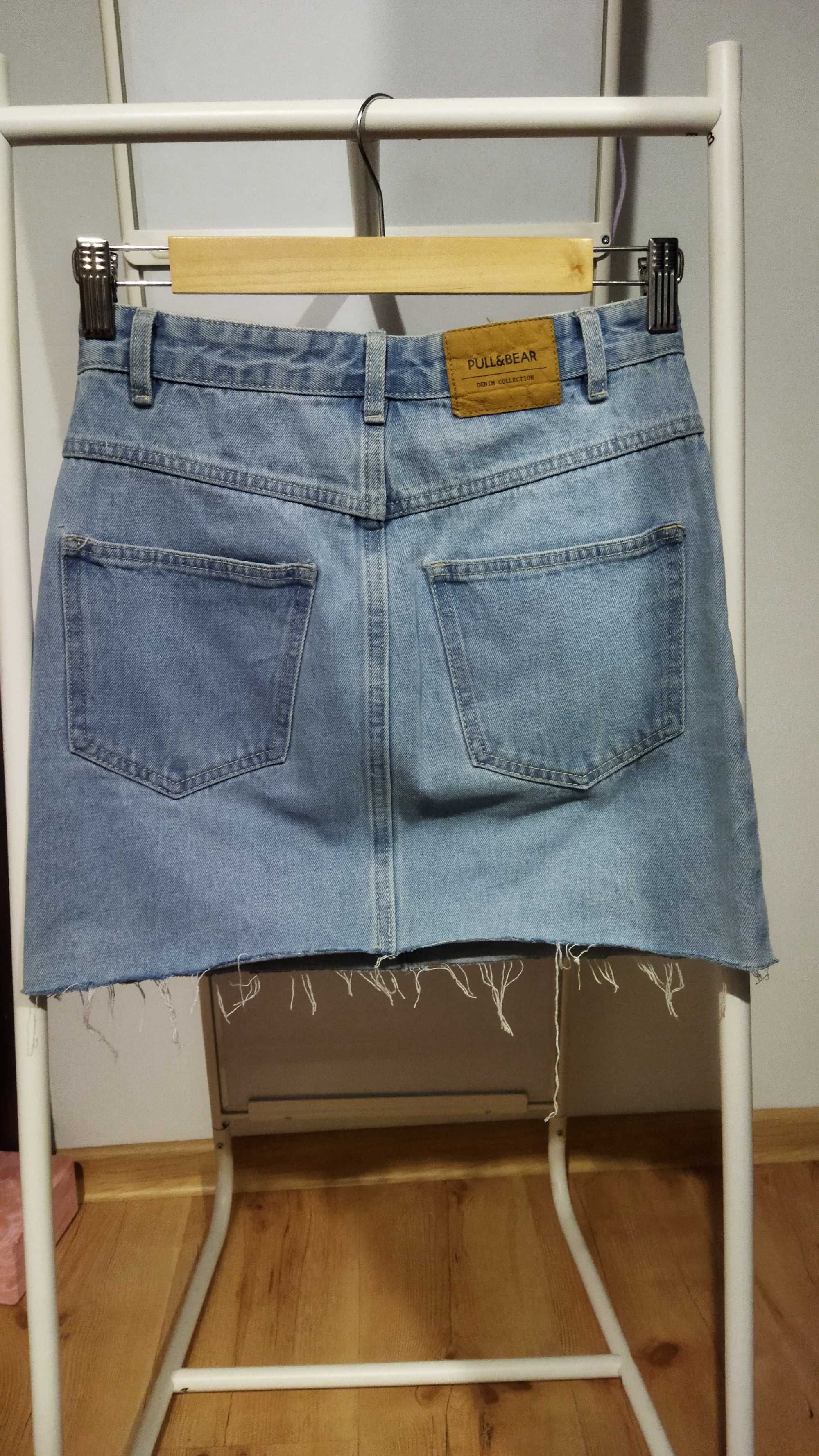 Jeansowa spódniczka mini PULL&BEAR S/36 jasny dżins