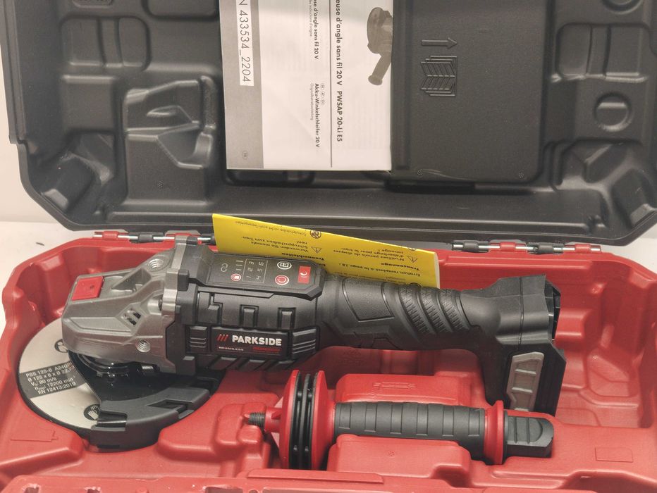 Szlifierka kątowa akumulatorowa Parkside PWSAP 20-li E5 125 mm walizka