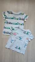 Dwie bawełniane koszulki t-shirt dla chłopca z dinozaurami C&A rozm 92