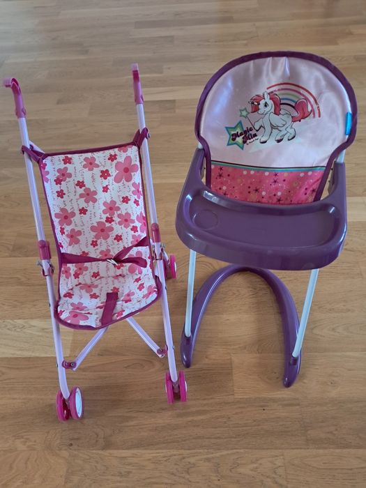 Wózek i krzesełko do karmienia dla lalek