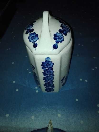 pojemniki ceramiczne do kuchni z przykrywką 2 szt wzór  kwiaty, PRL