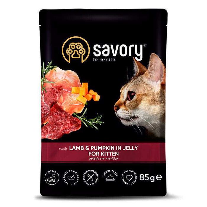 Вологий Корм SAVORY CAT 22 шт х 85 грам для котів. 4 Види Пауч Сейворі