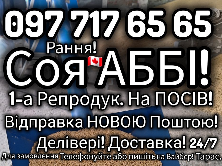 Рання Соя АББІ 1-А РЕПРОДУК. на ПОСІВ!  Відправка НП! Делівері! 1