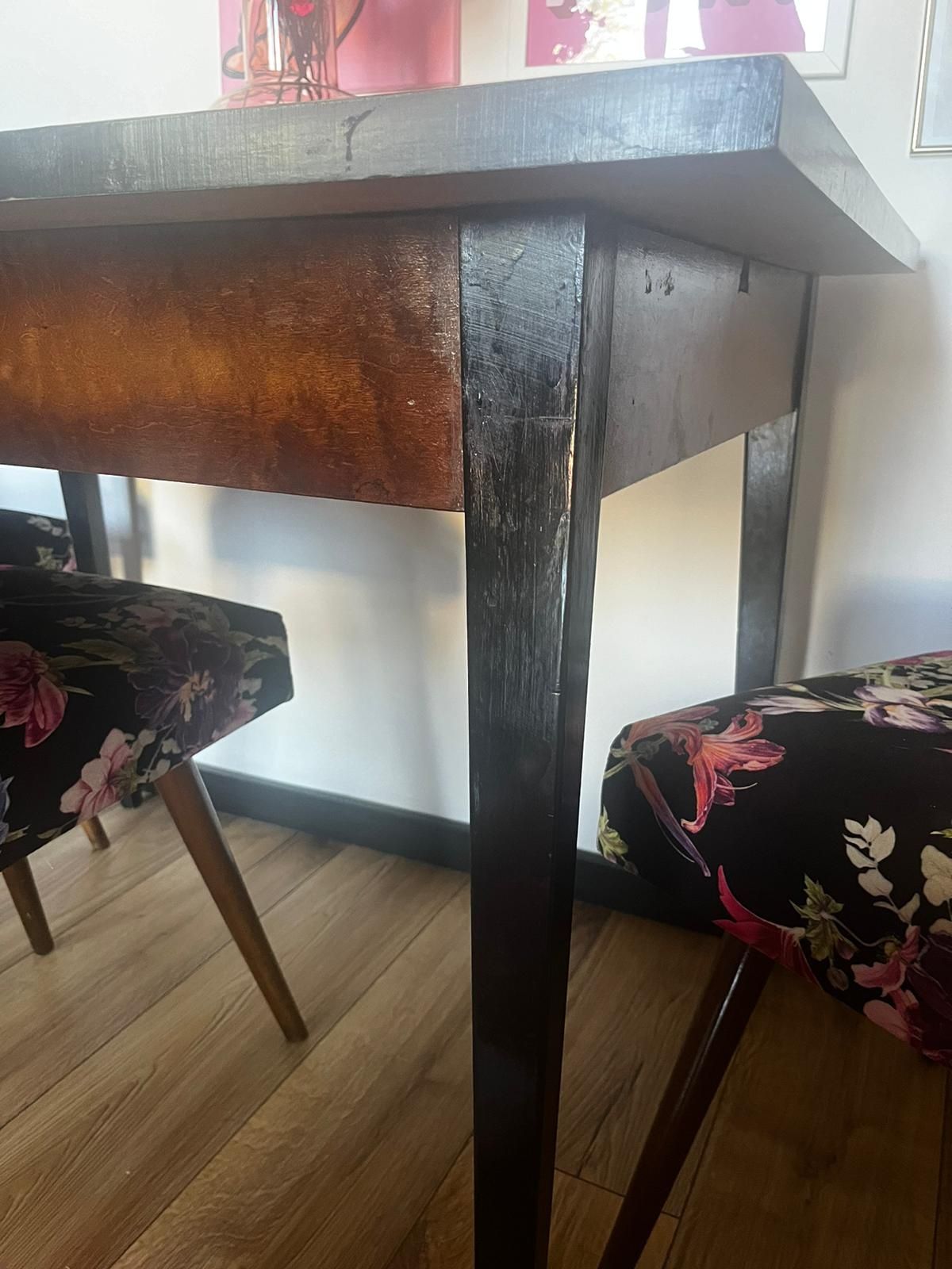 Stół rozkładany vintage, PRL, wysoki połysk