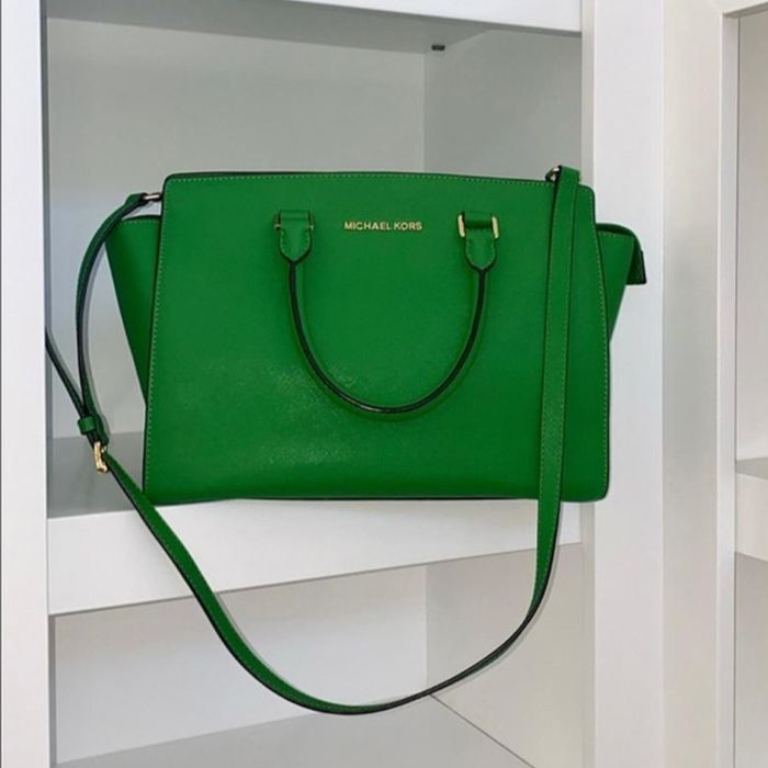 Сумка тоут michael kors selma large satchel зеленого кольору