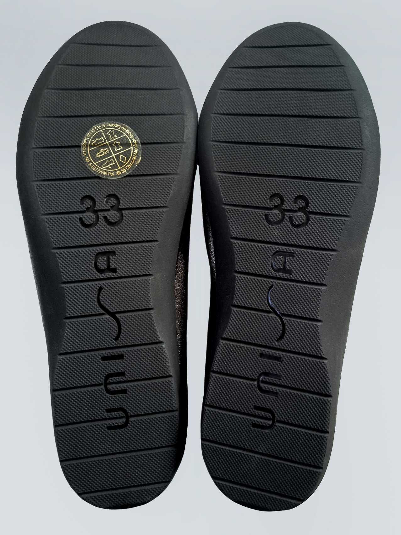 Балетки Unisa новые размер 33 школьные туфли нубук серебристые блестки