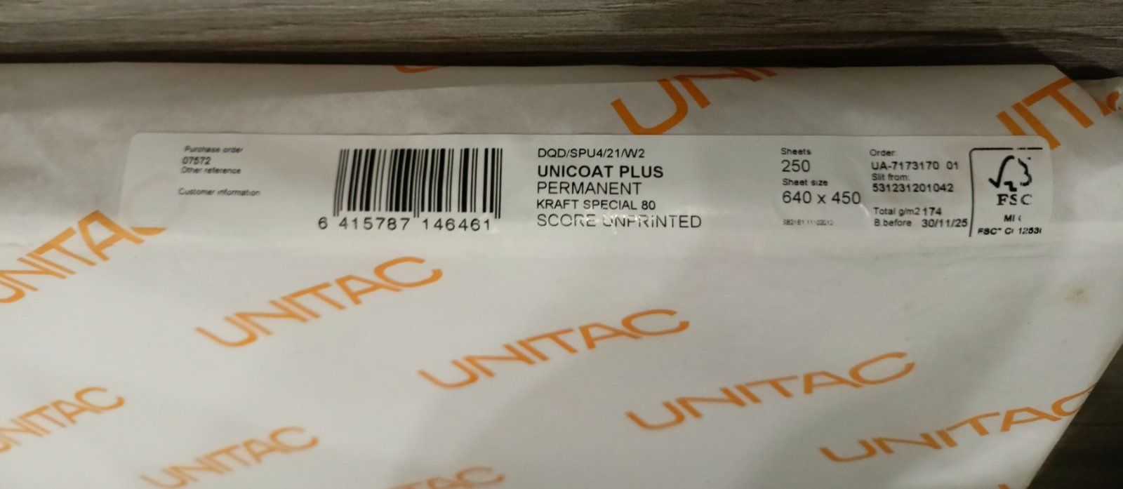 Бумага самоклеющаяся папір самоклеючий Unicoat UPM Raflatac  Рафлатак
