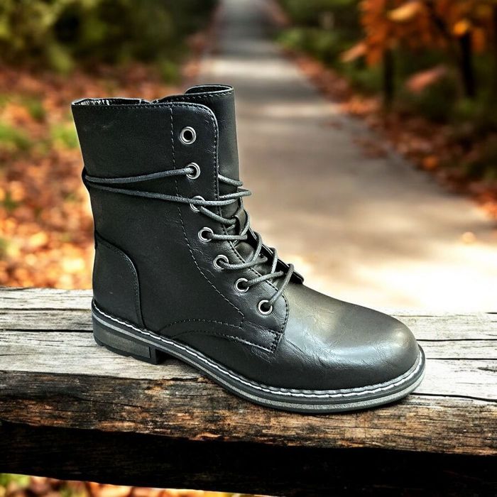 Trzewiki botki damskie czarne ocieplane (Sklep obuwniczy Pantofelek)