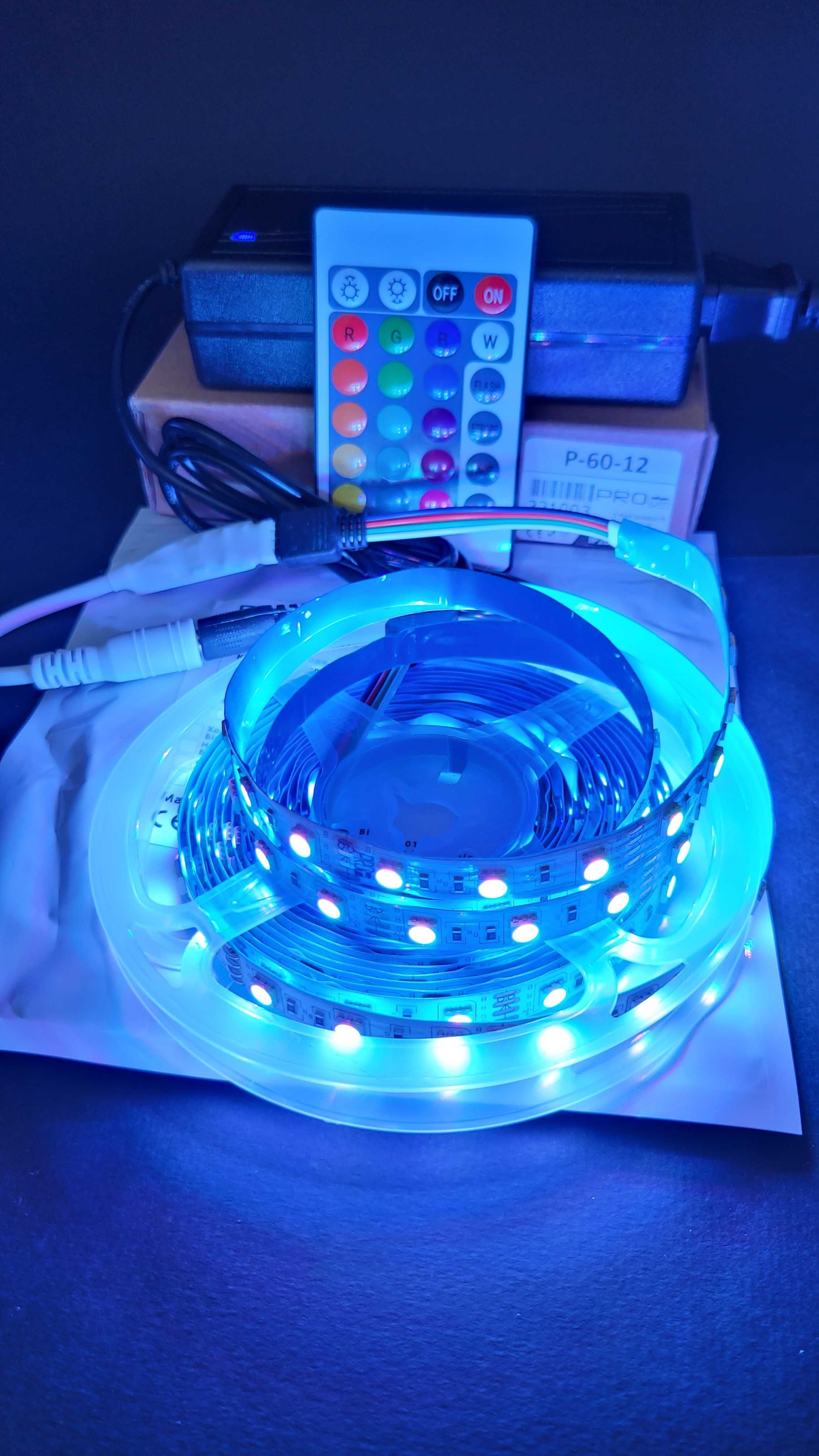 Полный комплект Светодиодной ленты 5м 5050 60д/м RGB LED Strip