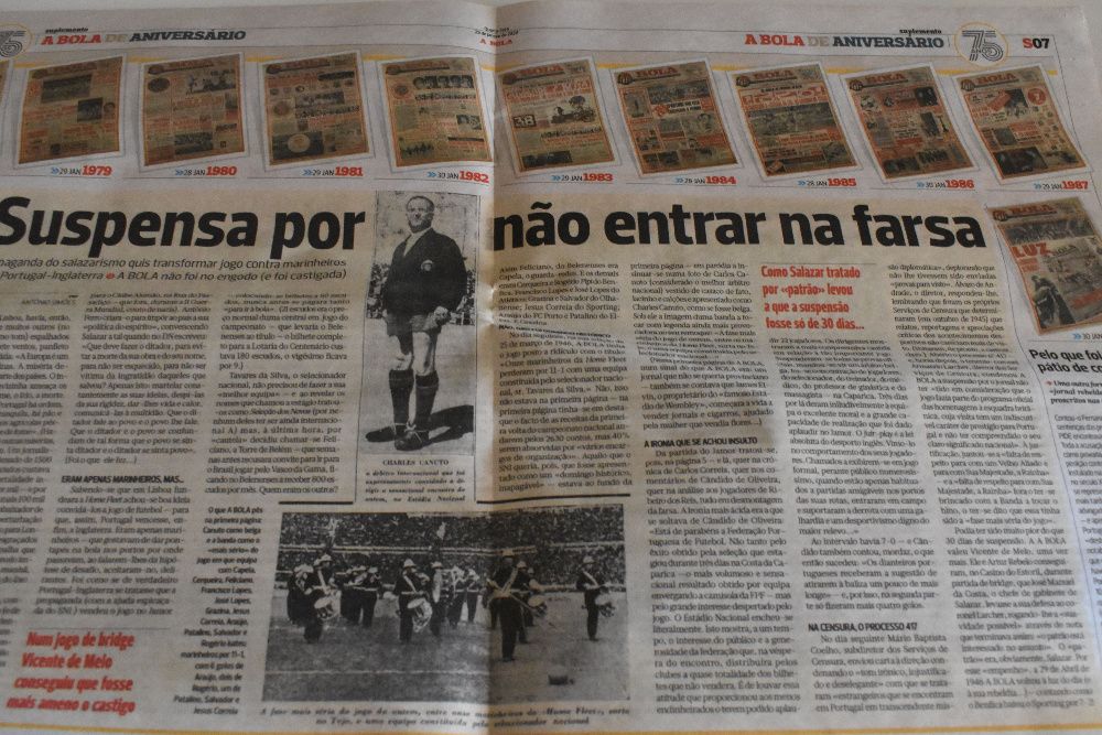 Vendo jornal A Bola 29 Janeiro 2020 - Especial 75.º Aniversário