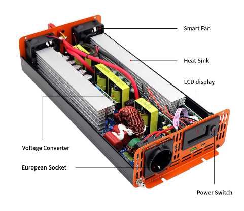 Інвертор перетворювач напруги 1500w, 12v, 220-240v, 50hz