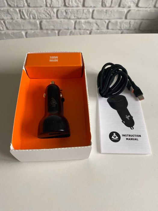Зарядка в прикурювач авто 100Вт туре-с юсб шнур