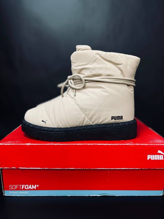 Женские дутики Puma бежевые зимние сапоги пума Сноубутси Зимові