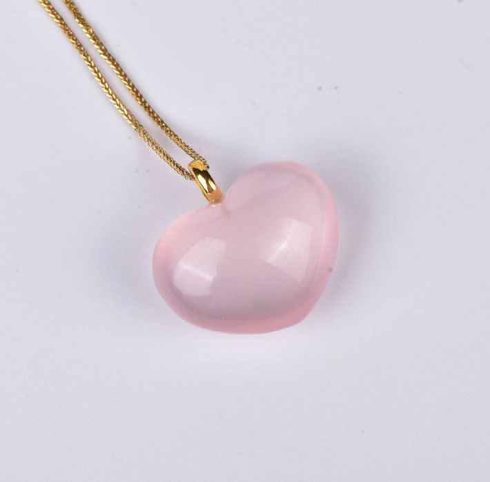 Naszyjnik złoty z kwarcem różowym
