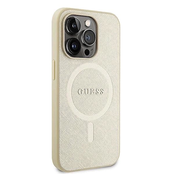 Etui Guess Saffiano MagSafe do iPhone 15 Pro Max - złote