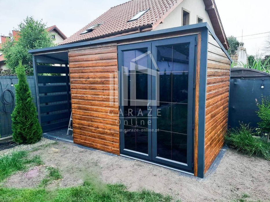 Schowek - Domek Ogrodowy 3m x 2m + Wiata 1,5M Spad W Tył   Id268 3X2