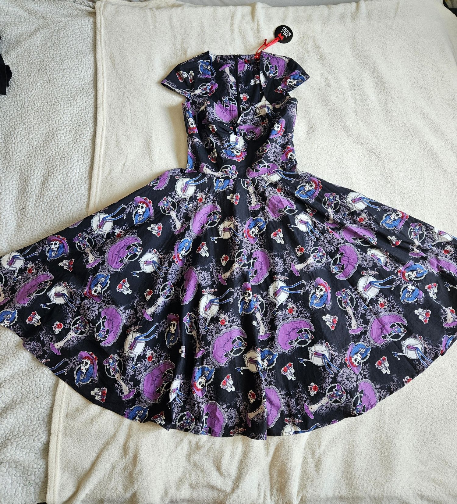 Sukienka rozkloszowana retro midi czaszki hell bunny xs 36 34 36